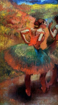 Edgar Degas œuvres - deux danseurs en jupes vertes paysage scener Edgar Degas